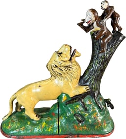 LION AND MONKEYS MECHANICAL BANK