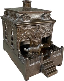 DOG ON TURNTABLE MECHANICAL BANK