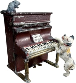 DOG CHASING RAT AT PIANO SPELTER STILL BANK