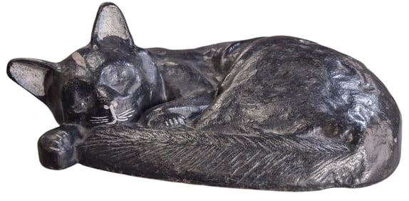 HUBLEY SLEEPING BLACK CAT DOORSTOP