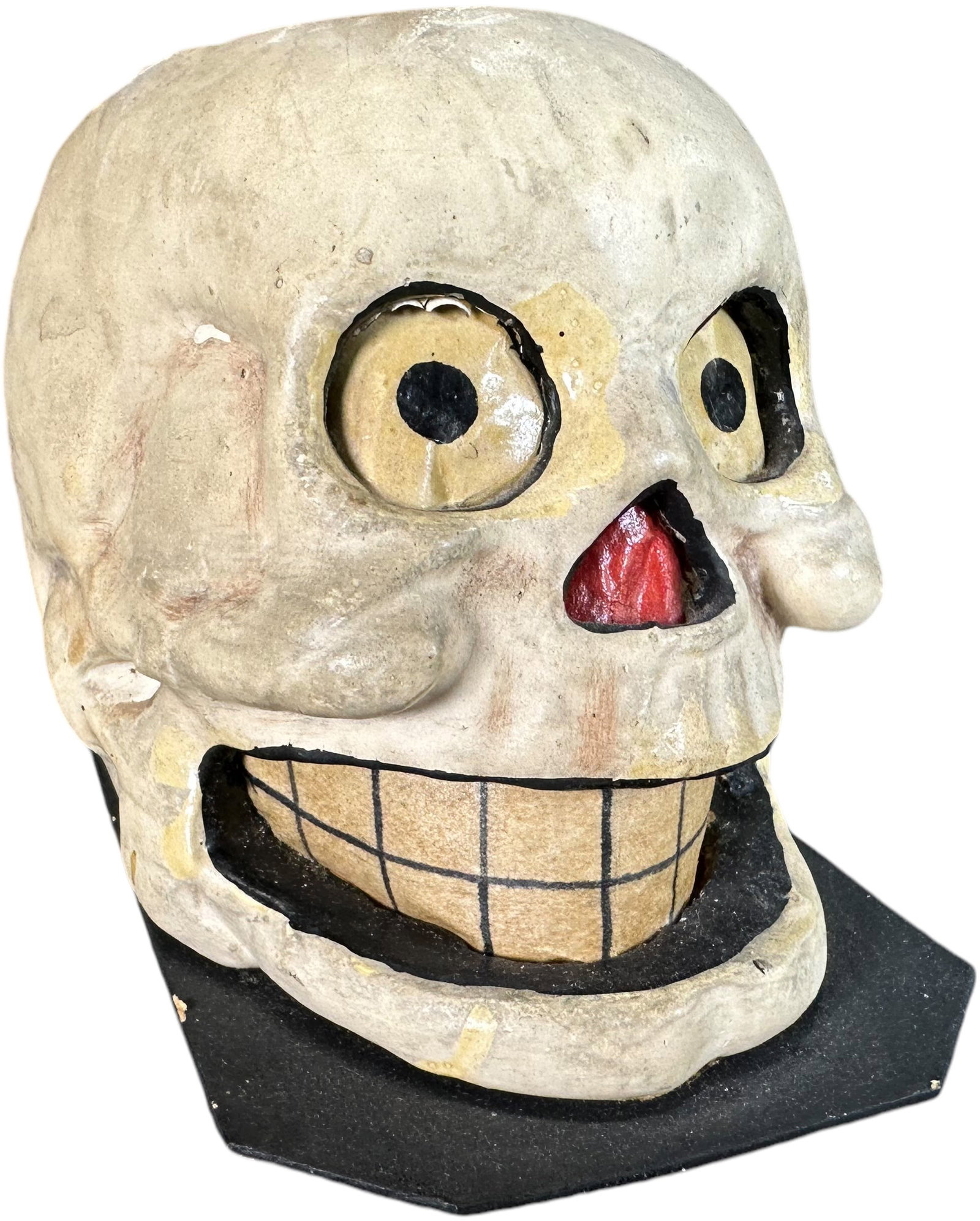 SMALL GERMAN SKULL HALLOWEEN LANTERN: 32. SMALL GERMAN SKULL HALLOWEEN LANTERN | 3.5" h. | Teeth insert is old but possibly added to lantern, otherwise great original paint in (Pristine Condition) | $700 - $1,000