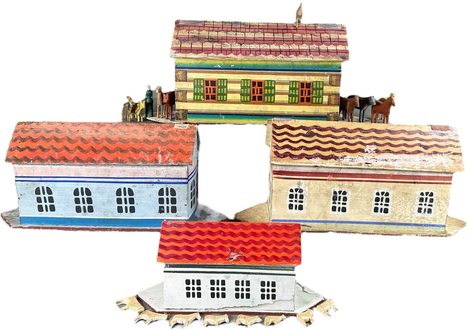 FOUR EARLY WOODEN NOAHS ARKS (1 of 12)