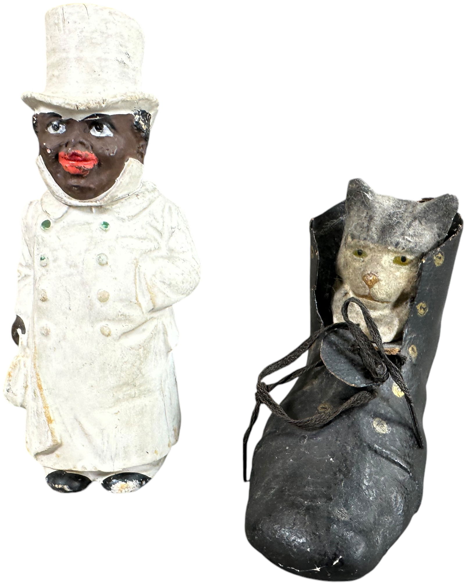 PUSS IN BOOT & DAPPER DUDE CANDY CONTAINERS: 480. PUSS IN BOOT & DAPPER DUDE CANDY CONTAINERS | 5" h. | (Excellent Condition) | $300 - $500