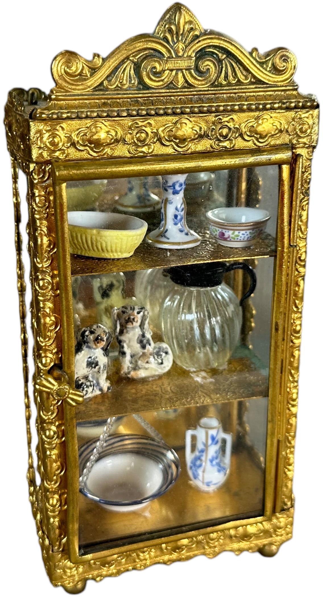 ERHARD & SOHNE VITRINE, GLASS PANELED, MIRROR BACK (1 of 6)