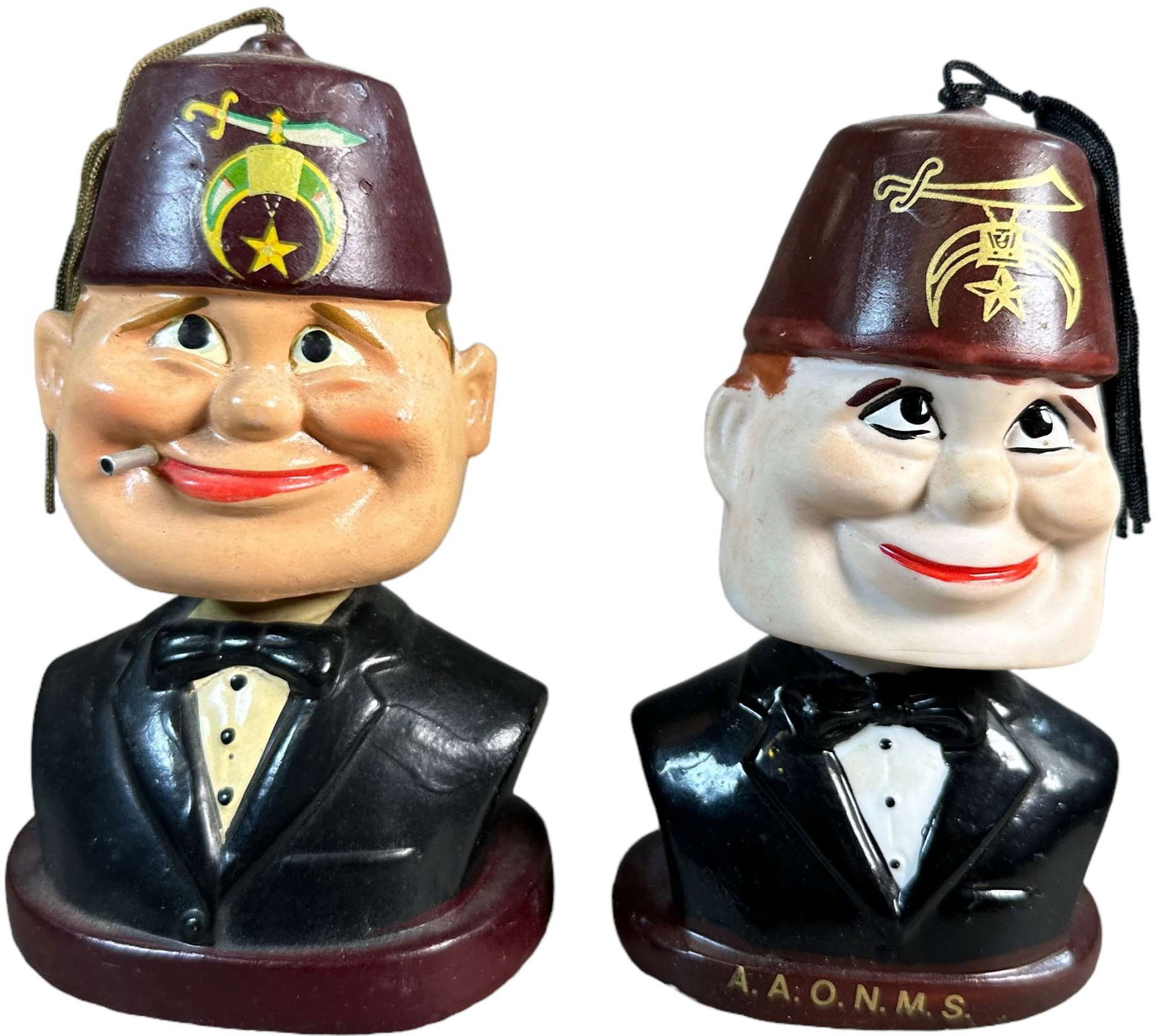 MASONIC FIGURES BOBBLEHEADS: 264. MASONIC FIGURES BOBBLEHEADS | "A.A.O.N.M.S" figure is porcelain. | 6" h. | (Excellent Condition) | $50 - $100