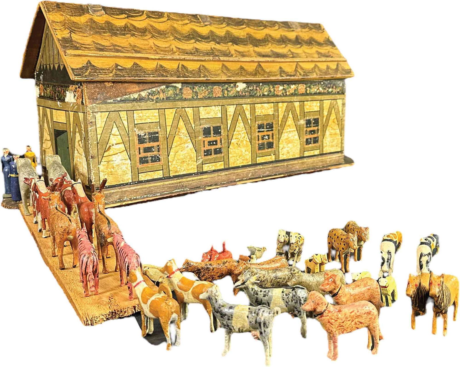 LARGE FLAT BOTTOM WOODEN NOAHS ARK (1 of 6)