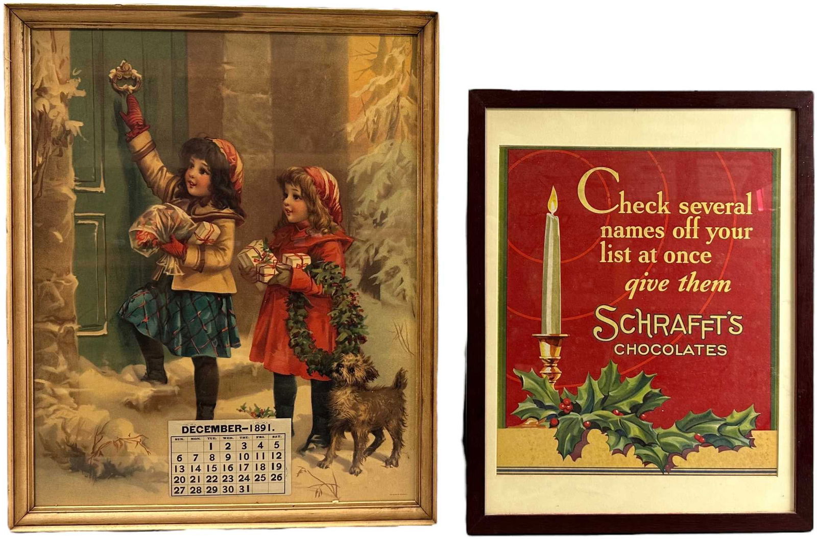 TWO GERMAN CHRISTMAS THEMED FRAMED PRINTS (1 of 4)