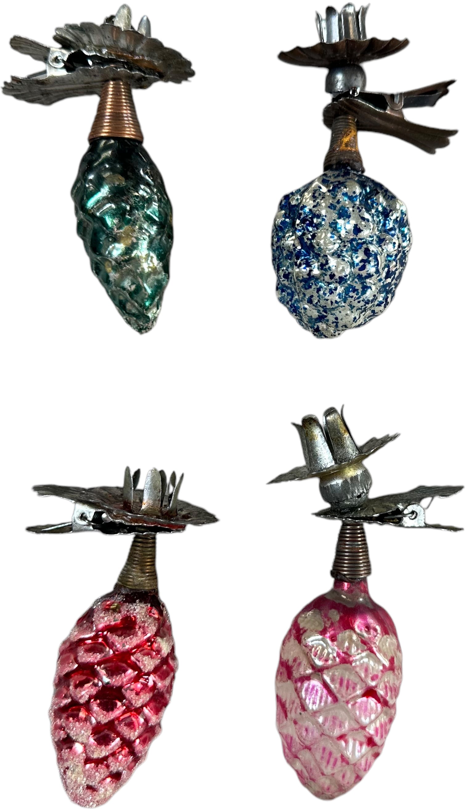 FOUR CLIP ON PINE CONE CANDLE HOLDERS: 359. FOUR CLIP ON PINE CONE CANDLE HOLDERS | 3.5" h. | (Excellent Condition) | $200 - $400