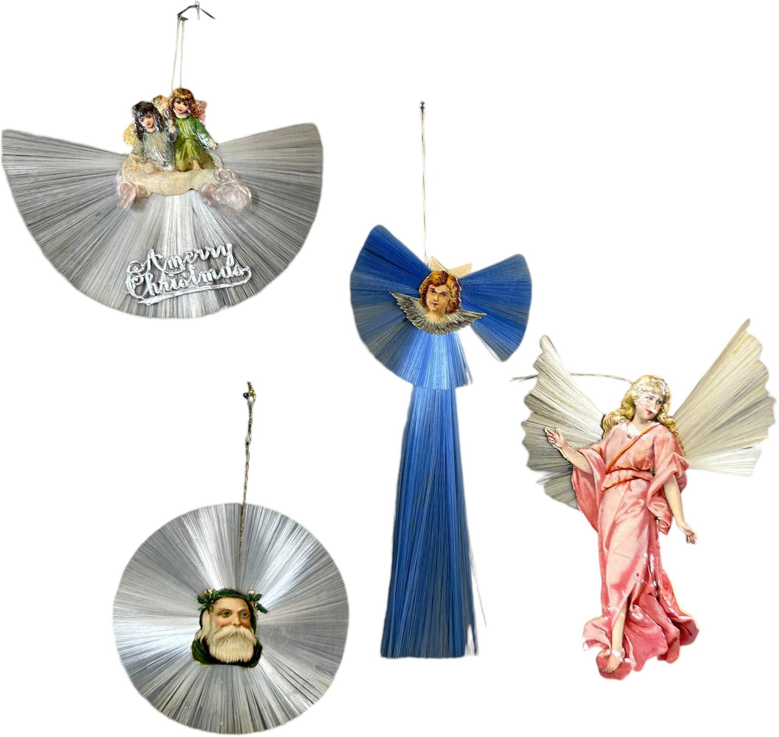 FOUR GLASS HAIR CHRISTMAS ORNAMENTS (1 of 3)