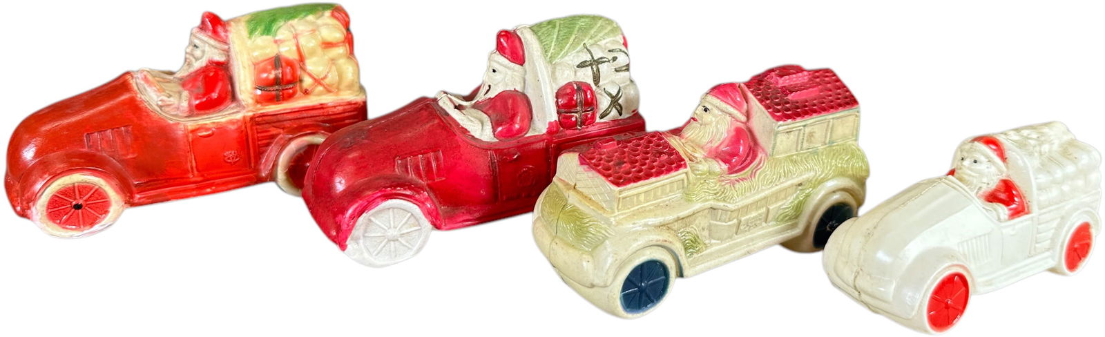 FOUR CELLULOID SANTA CARS (1 of 5)