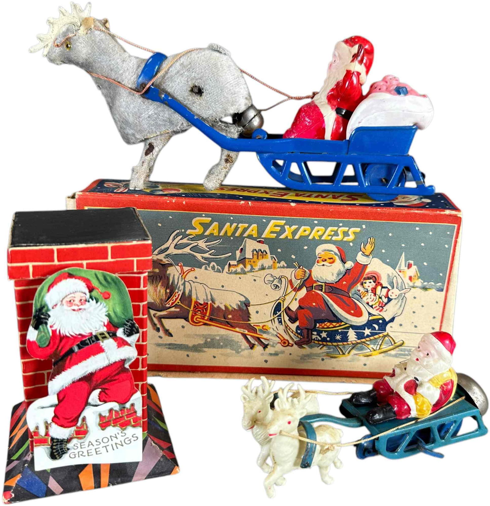 THREE CELLULOID SANTA TOYS (1 of 5)