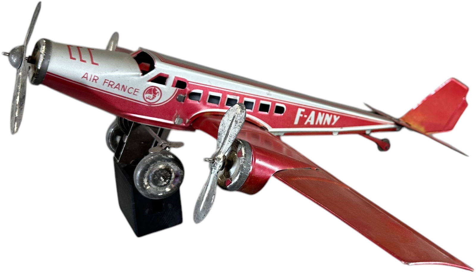 JOUSTRA AIR FRANCE AIRPLANE: 44. JOUSTRA AIR FRANCE AIRPLANE | France, wind-up driven. | 20.5" wings. | Working in (Excellent Condition) | $250 - $500