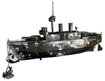 LARGE GERMAN TIN BATTLESHIP