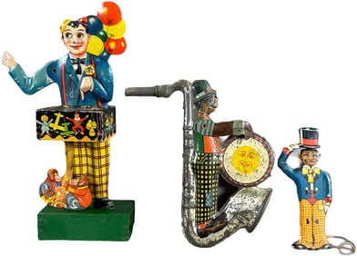 THREE COLORFUL GERMAN LITHO NOVELTY TOYS