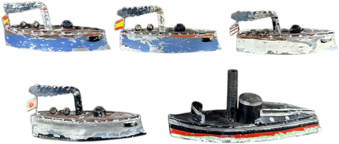 FIVE LEAD BATTLESHIP PENNY TOYS