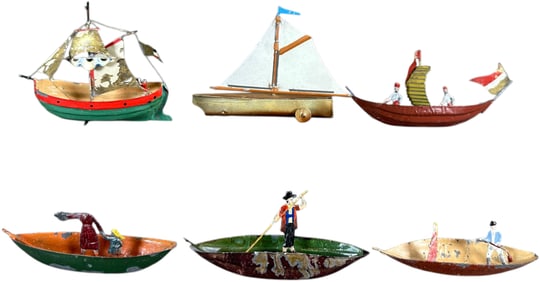 HAND PAINTED TIN & LEAD SHIPS