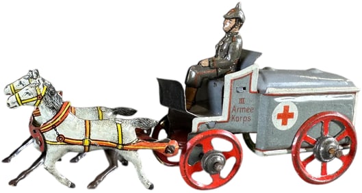 MEIER HORSE DRAWN AMBULANCE PENNY TOY