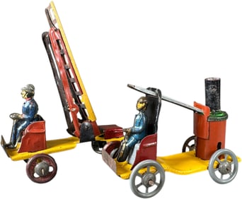 TWO FISCHER FIRE TRUCK PENNY TOYS