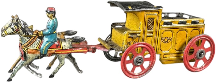 MEIER HORSE DRAWN BAND WAGON PENNY TOY