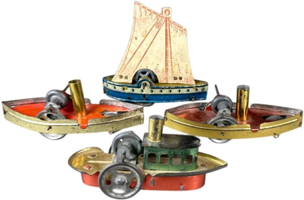 FOUR GYRO DRIVEN SHIP PENNY TOYS