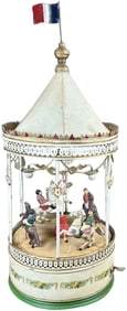 LARGE WIND-UP MUSICAL CAROUSEL