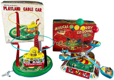 TPS PLAYLAND CABLE CAR & MUSICAL MERRY GO ROUND
