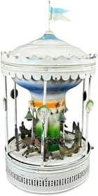 TALL GERMAN WIND-UP MUSICAL CAROUSEL