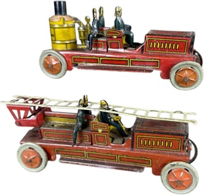 TWO NICKEL SIZE KELLERMAN FIRE TRUCKS