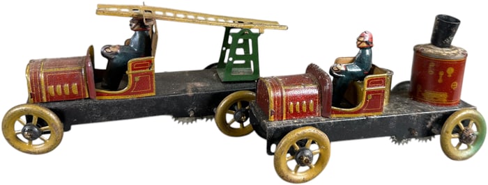 TWO SMALL GERMAN FIRE TRUCKS