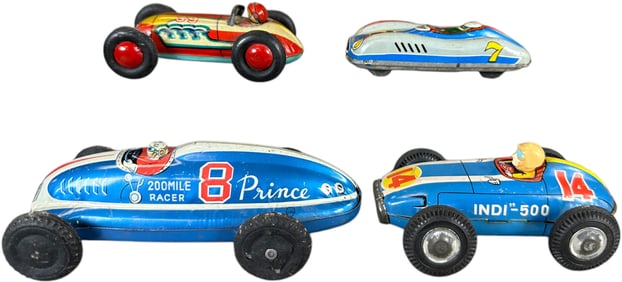 FOUR SMALL JAPANESE LITHOGRAPHED RACERS