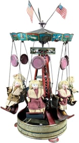 LARGE SWING CARROUSEL W/ BISQUE CHILDREN