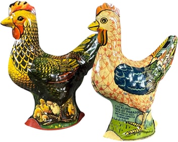 TWO CACKLING HEN OF PARADISE