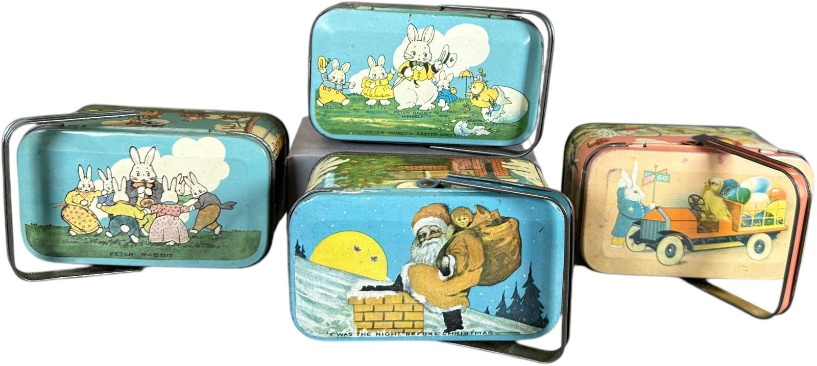 FOUR TINDECO PETER RABBIT EASTER TINS (1 of 8)