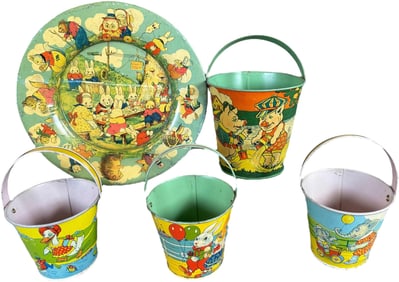 CHEIN CHILDRENS SAND PAILS W/ EASTER PLATE