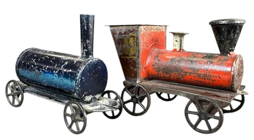 TWO SMALL AMERICAN TIN LOCOMOTIVES