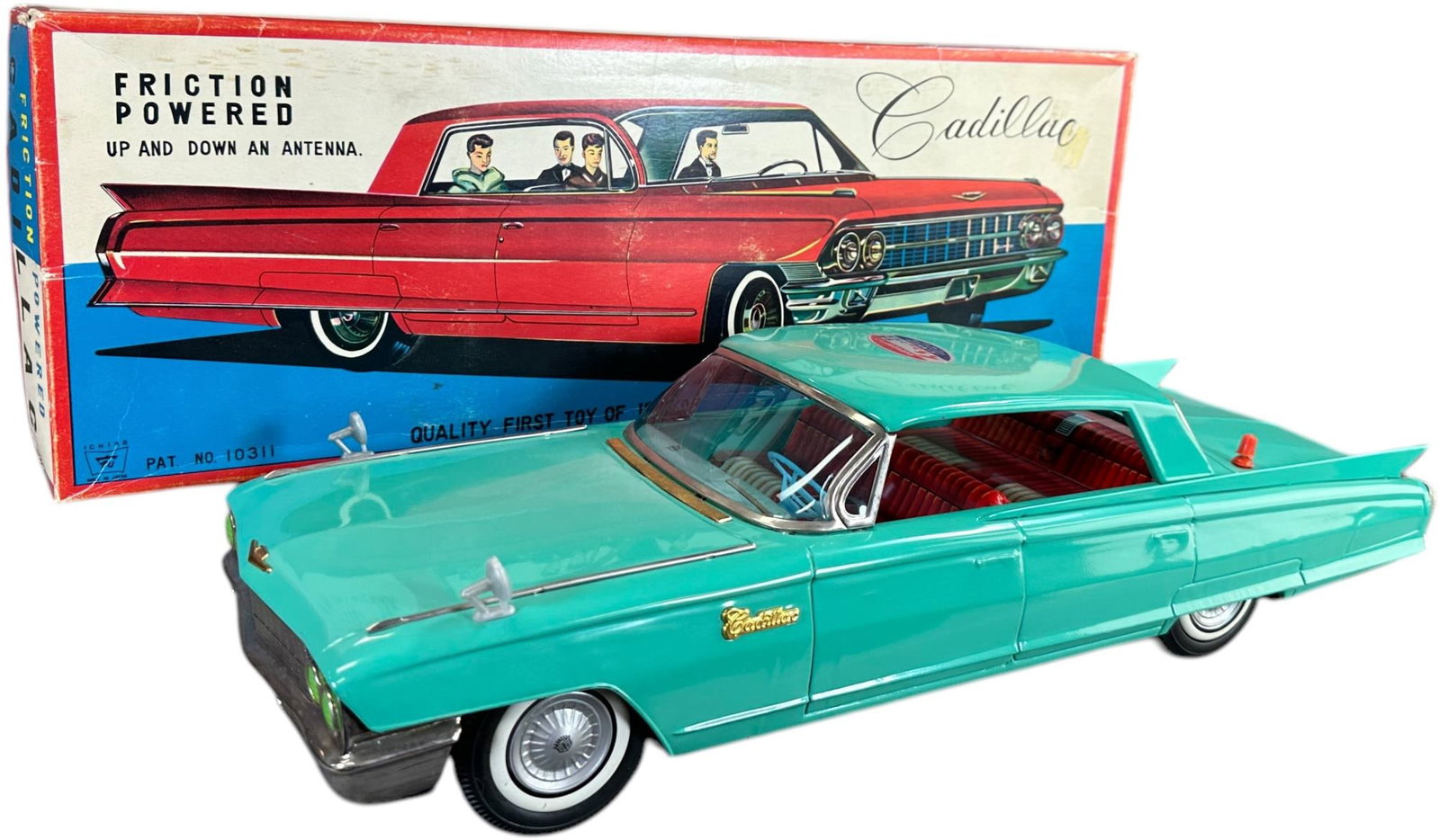 Jouet Ancien ICHIKO Cadillac Police Car à Piles - Tôle - Collection