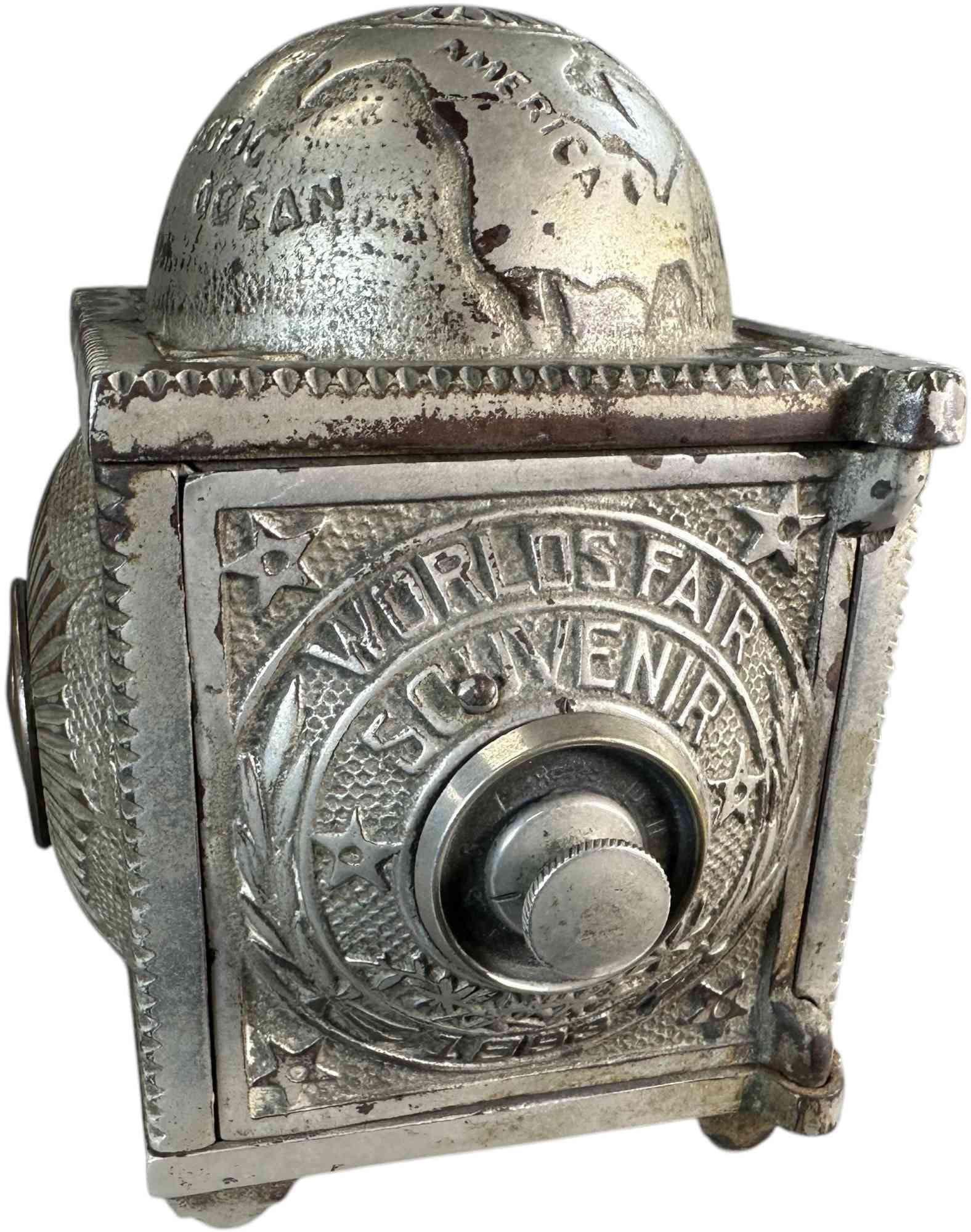 WORLDS FAIR 1893 SOUVENIR SAFE STILL BANK (1 of 7)