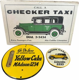 THREE TAXI CAB EPHEMERA ITEMS