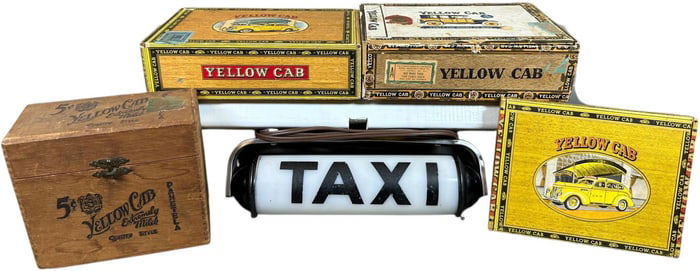TAXI CAB LIGHT W/ YELLOW CAB CIGAR BOXES