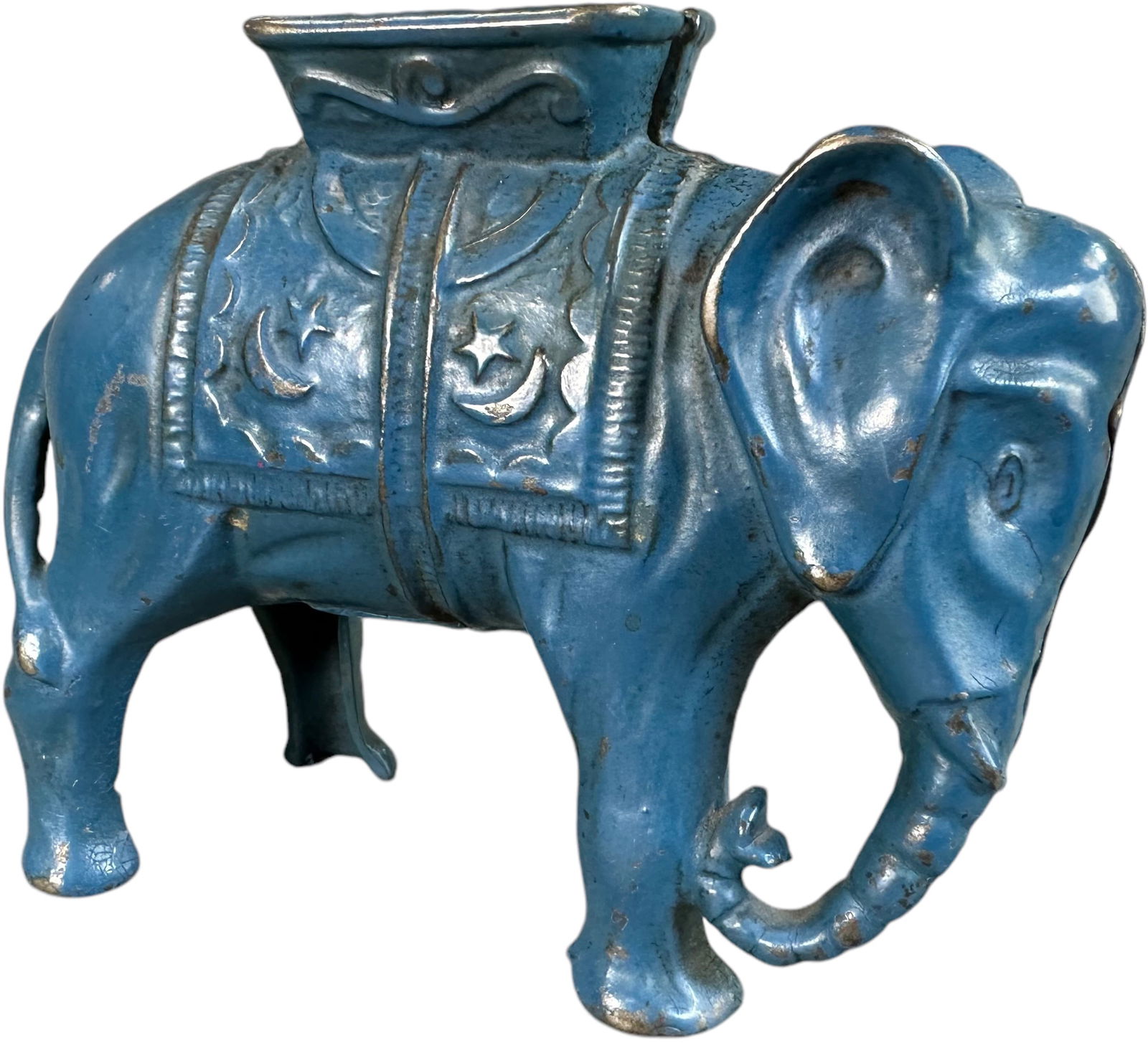 AC WILLIAMS ELEPHANT TUCKED TRUNK STILL BANK (1 of 4)