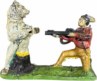 INDIAN SHOOTING BEAR MECHANICAL BANK