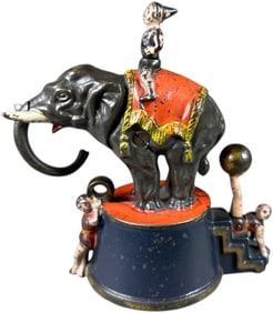 ELEPHANT AND THREE CLOWNS