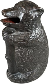 BEAR & TREE STUMP MECHANICAL BANK