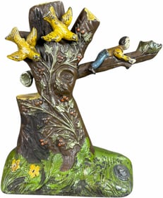 BOY ROBBING BIRDS NEST MECHANICAL BANK