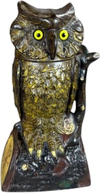 OWL TURNS HEAD MECHANICAL BANK