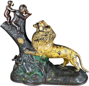 LION AND TWO MONKEYS MECHANICAL BANK