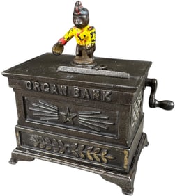 ORGAN BANK MINIATURE MECHANICAL BANK