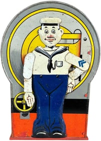 SALUTING SAILOR TIN MECHANICAL BANK