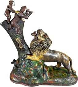 LION AND MONKEYS MECHANICAL BANK