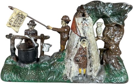 BOY SCOUT CAMP MECHANICAL BANK